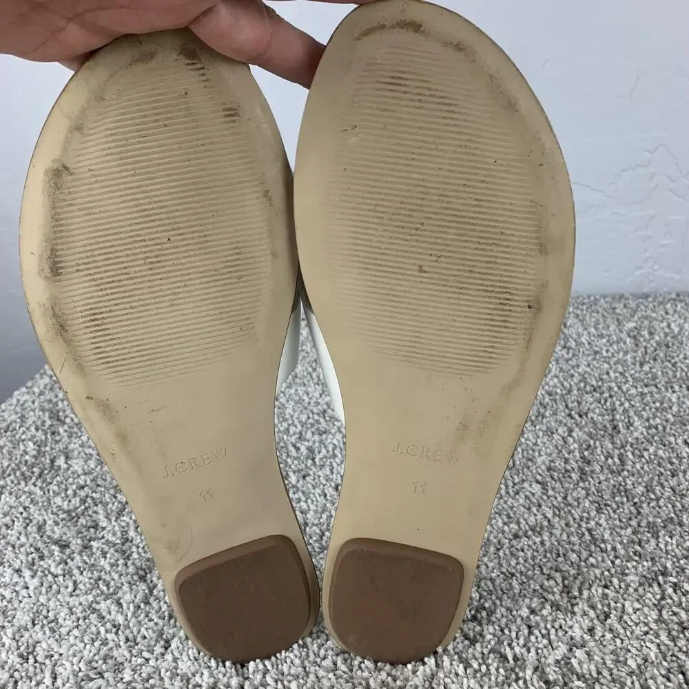 J Crew Shoes Womens Size 11 White Slide Sandals Criss Cross Slip On Flats Summer